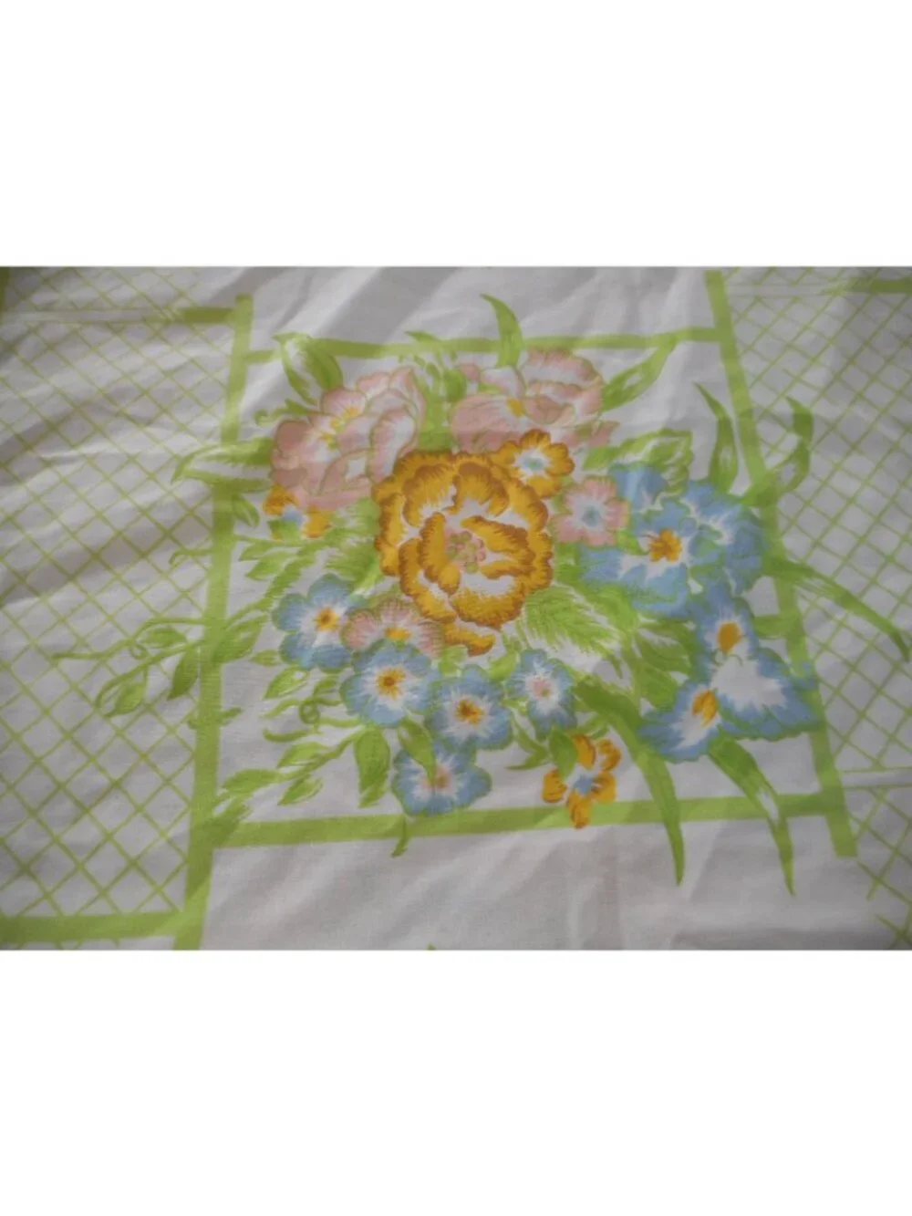 Vintage Cannon Monticello 50/50 cotton poly green Floral Standard Pillowcase